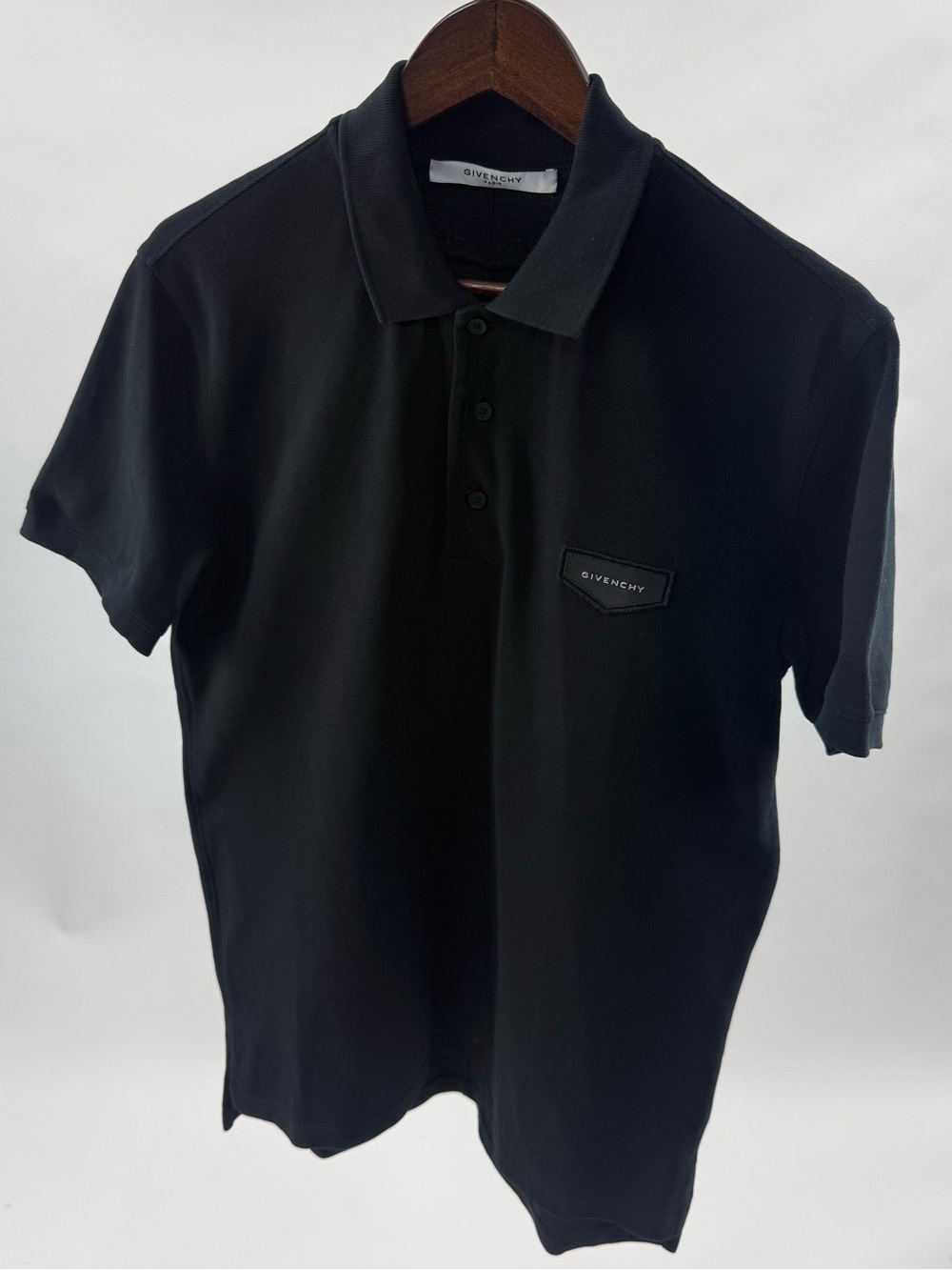 Givenchy Black Short-Sleeve Polo with Logo Patch
